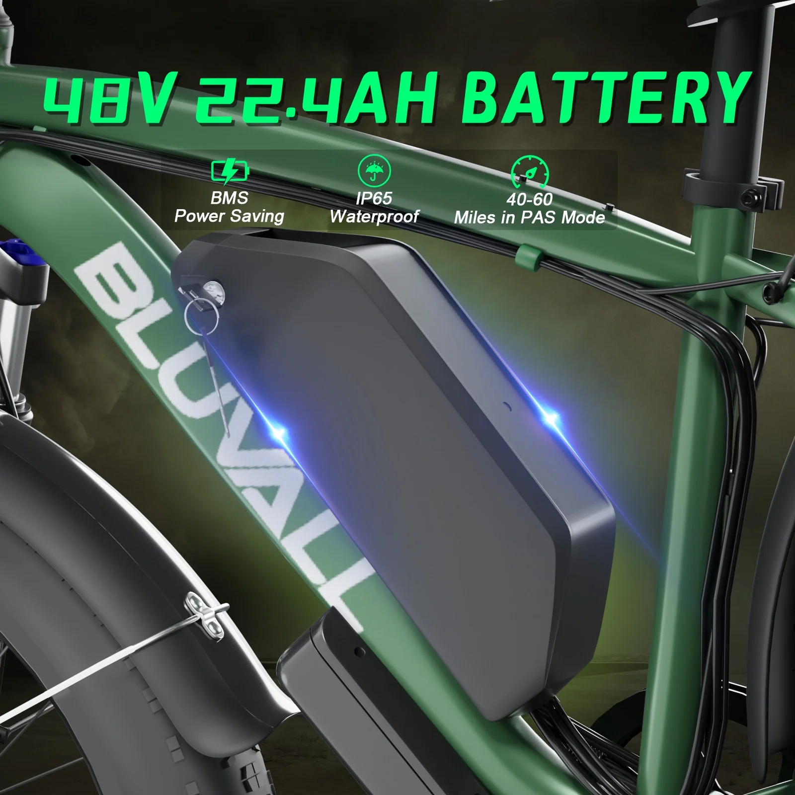 Electric Bike for Adults, 2000W 26'Fat Tire Electric Bike, 35MPH AWD Dual Motor Electric Bicycles, 48V 22.4AH Battery Fast Ebikes Dual Hydraulic Brakes UL 2849(Black) - Image 10