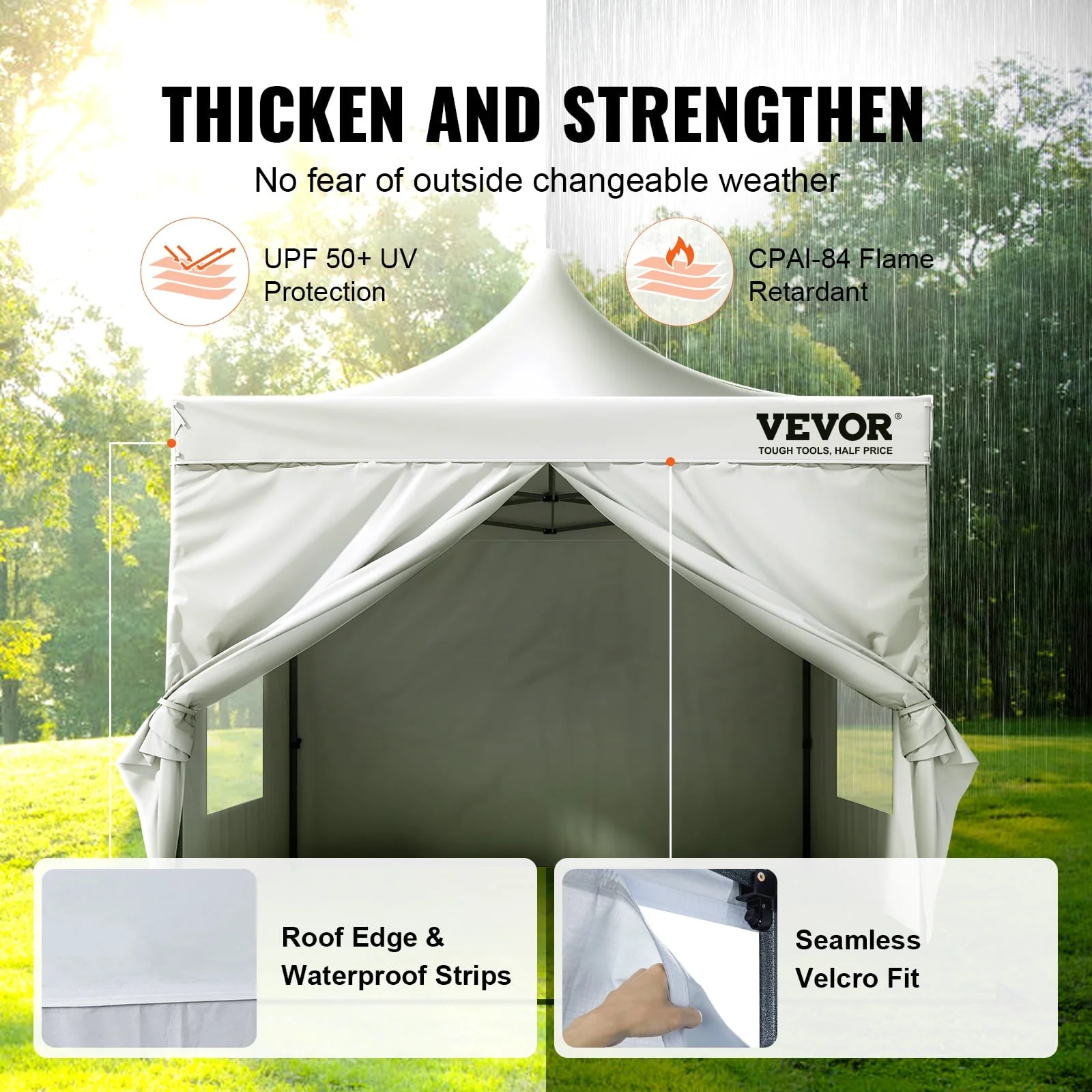 BENTISM 10x10 FT Pop up Canopy Tent with Removable Sidewalls, Outdoor Instant Canopies Portable Gazebo Wheeled Bag, UV Resistant Waterproof, Enclosed Canopy Tent Image 5
