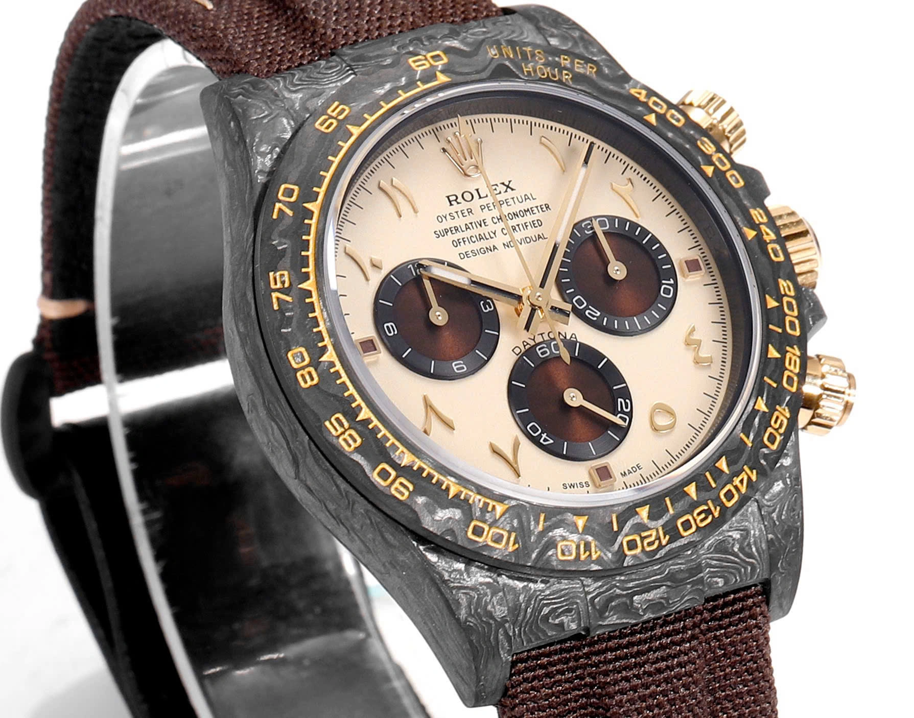 [Super Clone]Rolex Daytona DIW Carbon “DESERT EAGLE ARABIC” 40mm Replica 1:1 – Top Quality Version