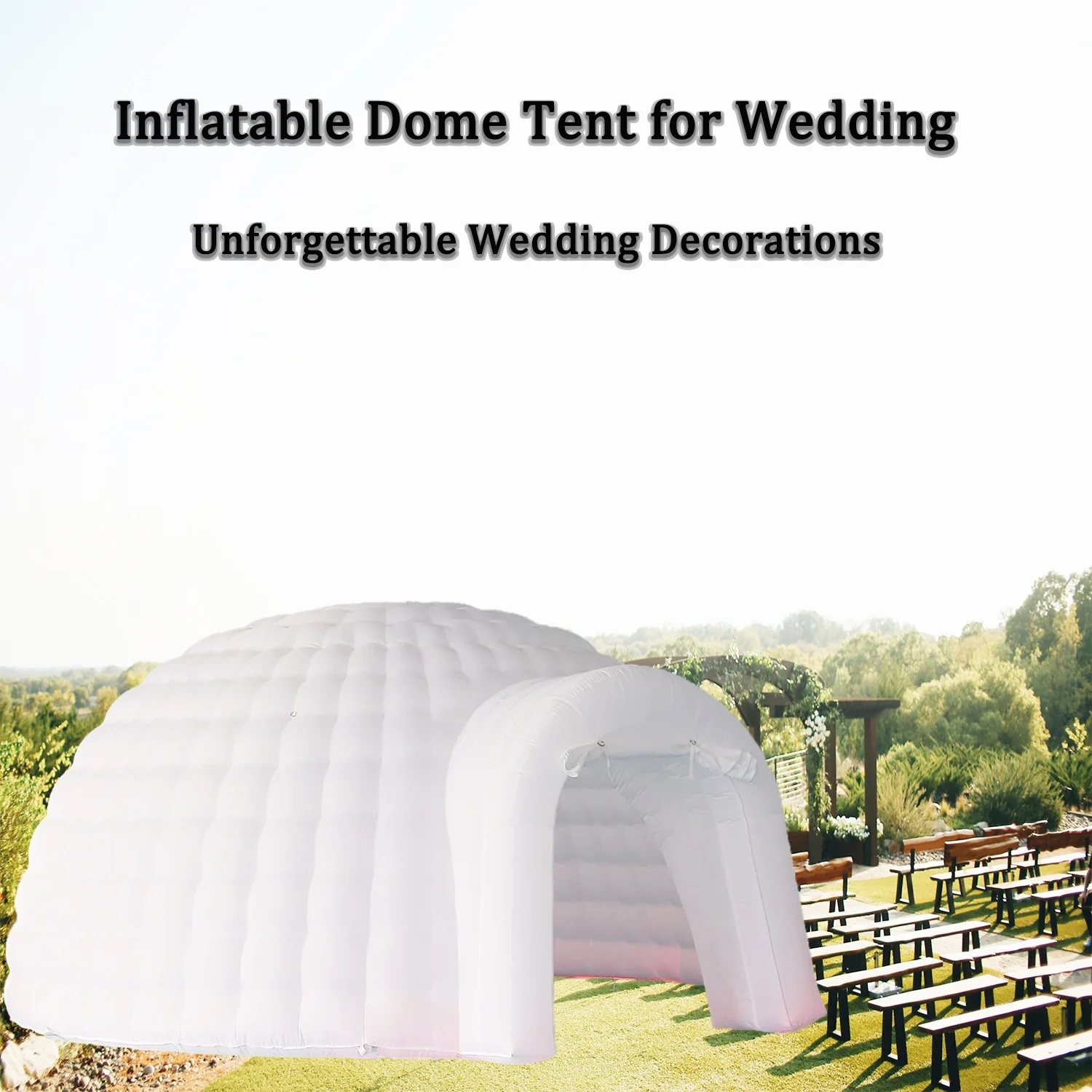 16.4ft Inflatable Igloo Dome Tent with LED Lgith Protable White Nightclub Tent for Party Wedding Event - Image 3