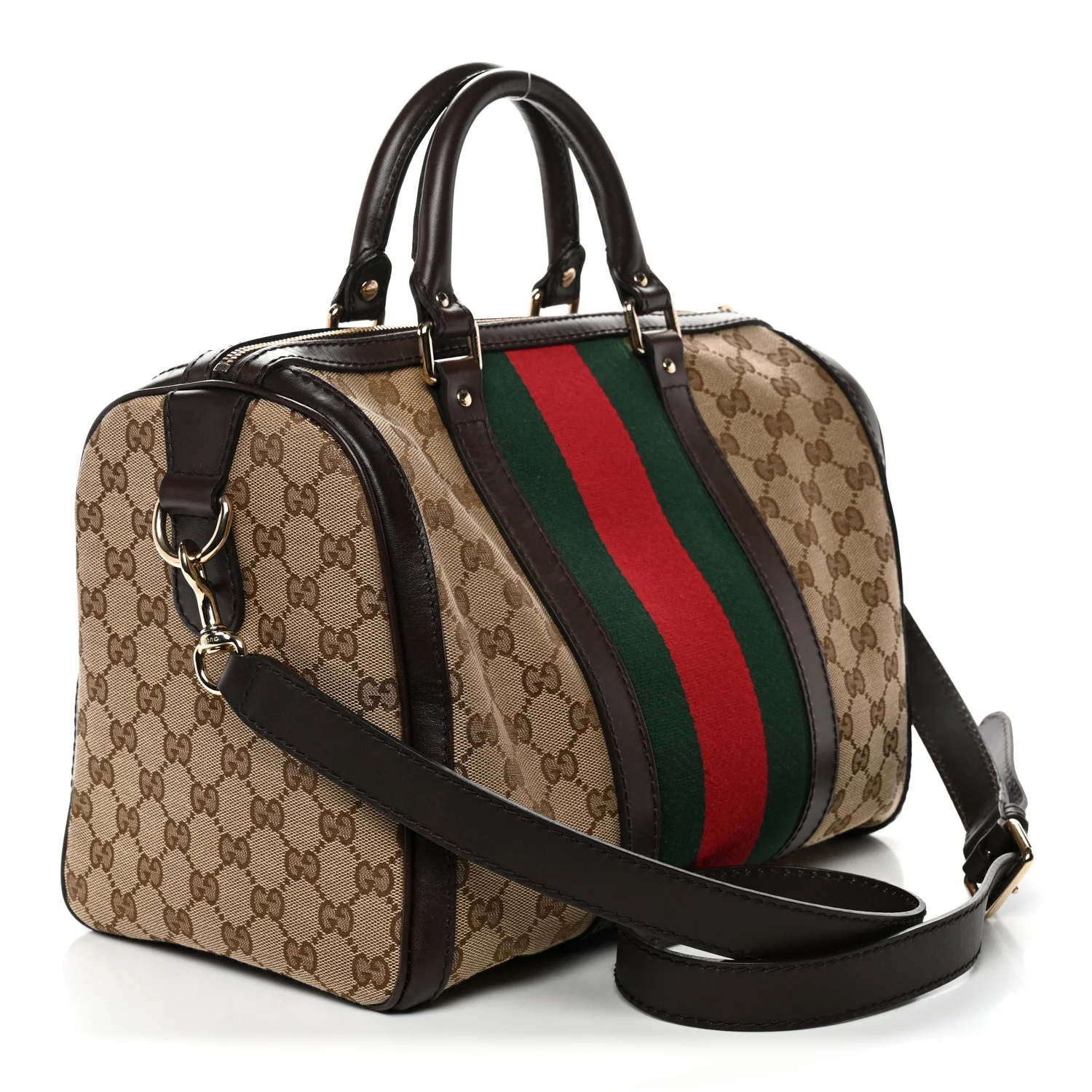 Monogram Vintage Web Medium Boston Dark Brown