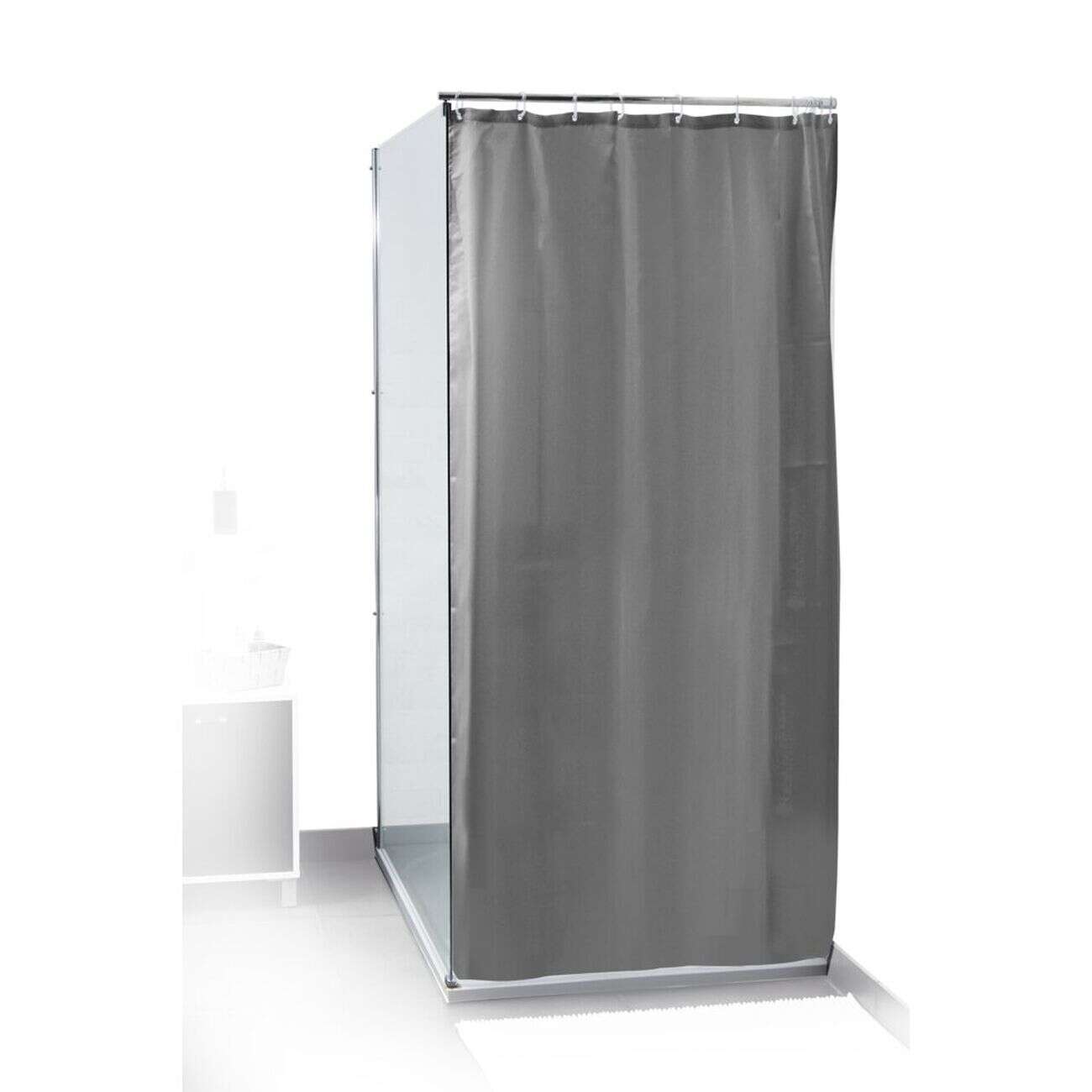 Rideau de douche en plastique avec 12 anneaux 180x200cm (4 modèles)