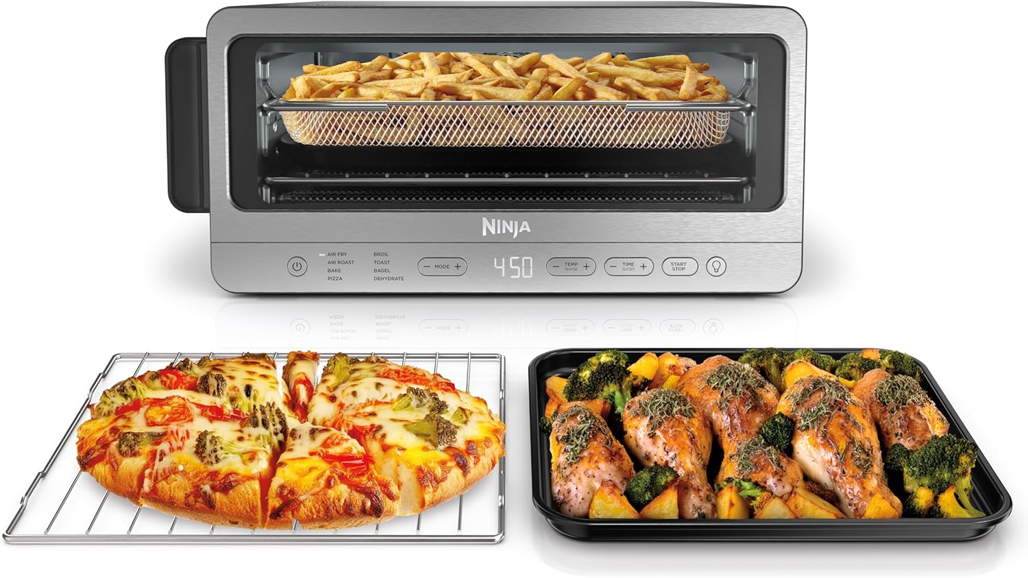 Ninja Flip Toaster Oven & Air Fryer, 8-in-1, Stainless Steel, SP151| Air fry, bake, broil, toast, bagel, dehydrate, reheat, 1800W, Flip up & away, XL capacity