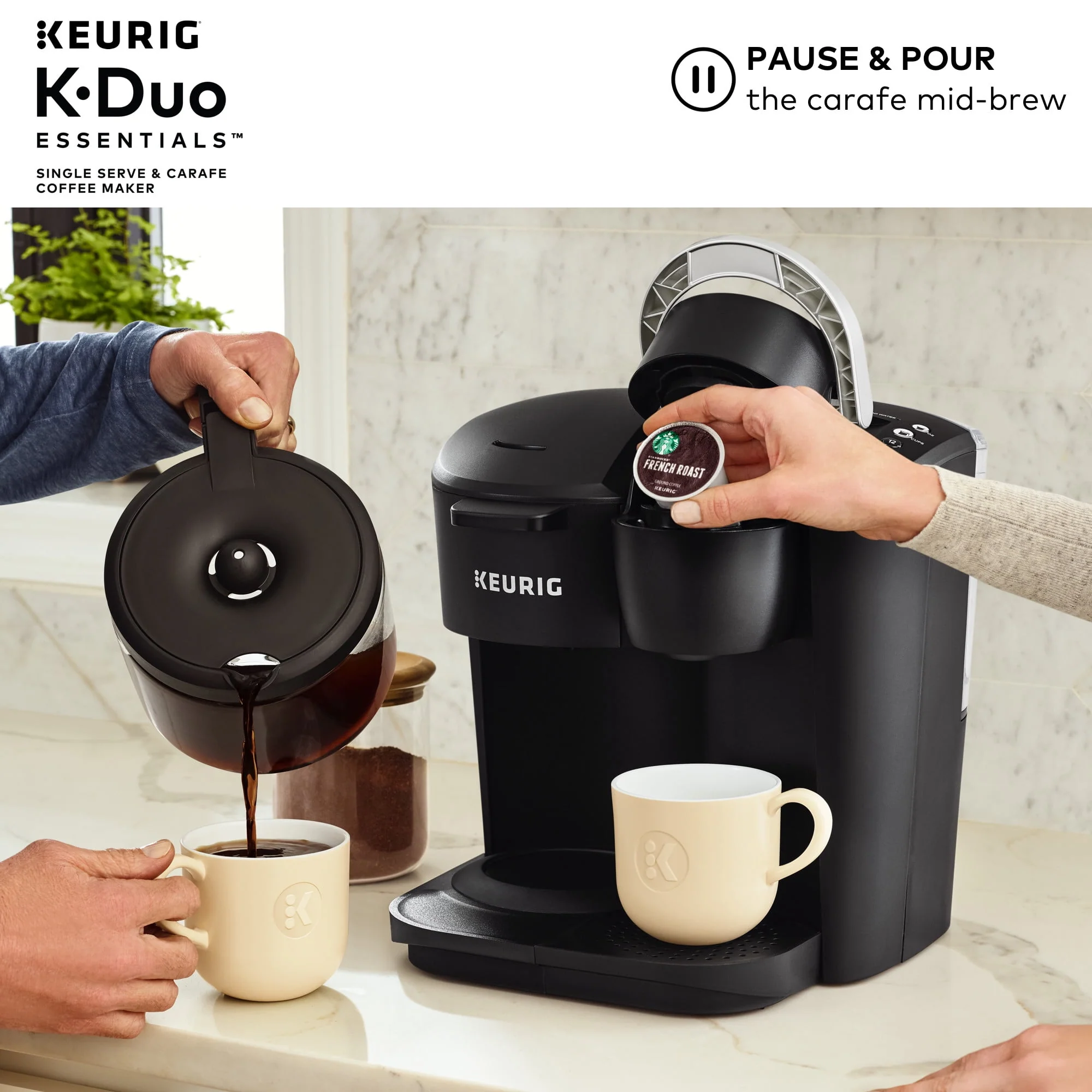 Keurig K - Duo Essentials Black Single - Serve K - Cup Pod Coffee Maker, Black