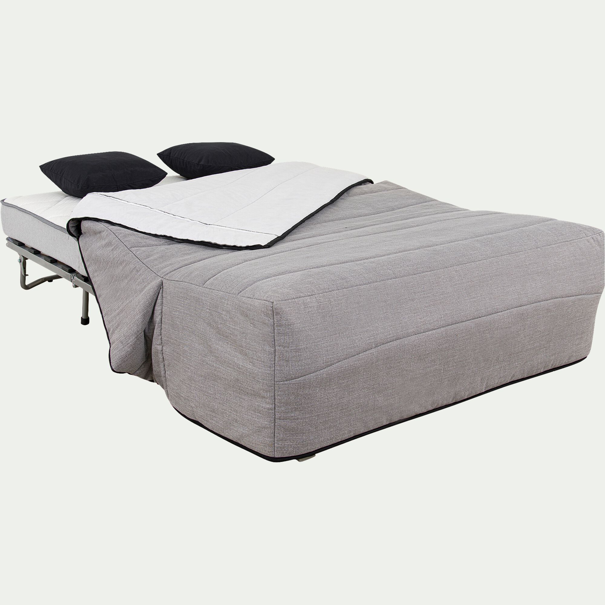 CAPEO - Housse pour canapé BZ et 2 housses de coussin 160x200cm - gris borie