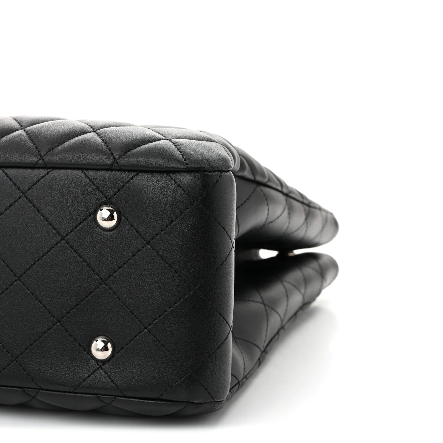 Calfskin Quilted Large Classic Shopping Tote Black