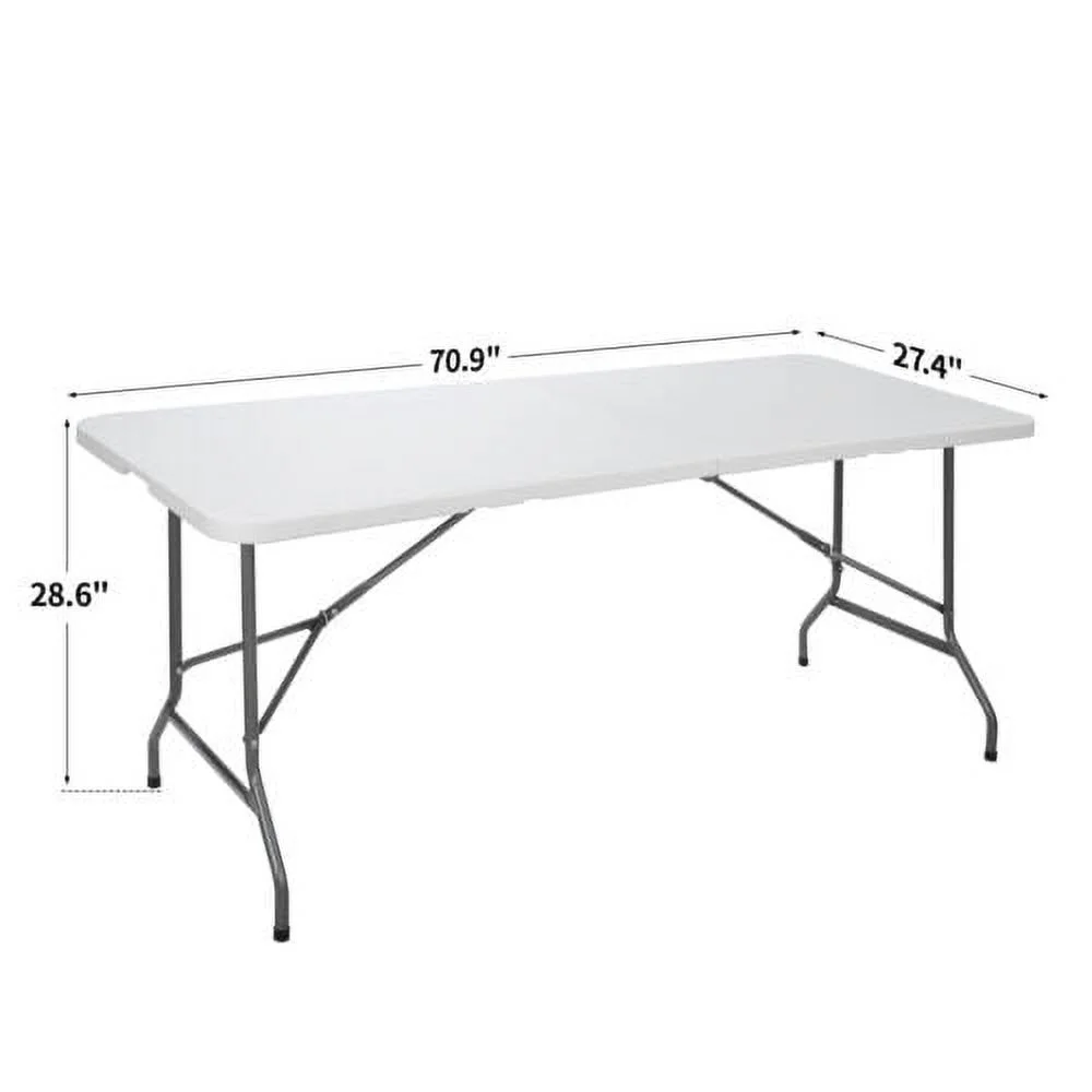3/4/6/8 FT Plastic Folding Tables Ultra Portable, Durable for Indoor Outdoor Use Ideal for Picnics, Camping, Parties and More-6 FT(6') - Image 3