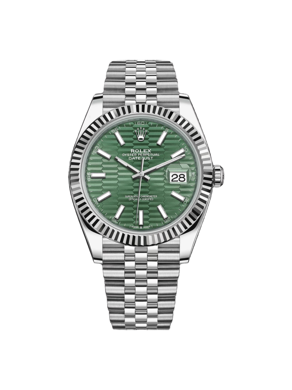 [Super Clone]RLX  Datejust 41mm 126334-0030 Green Fluted Motif Dial Jubilee Bracelet