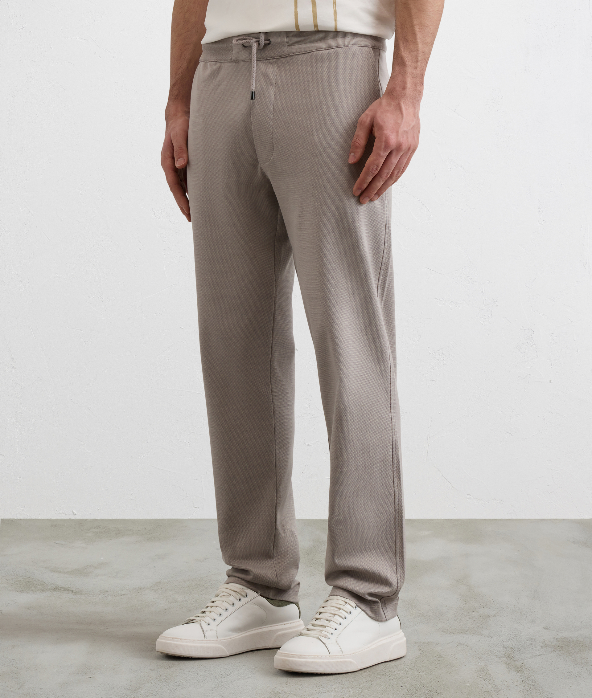 LIGHT GREY TWO TONE MICRO JACQUARD COTTON SWEATPANTS