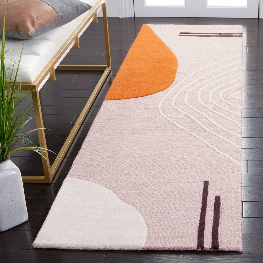 Davey Handmade Wool Ivory/Light Pink Rug AllModern Rug Size: Runner 2' x 8'