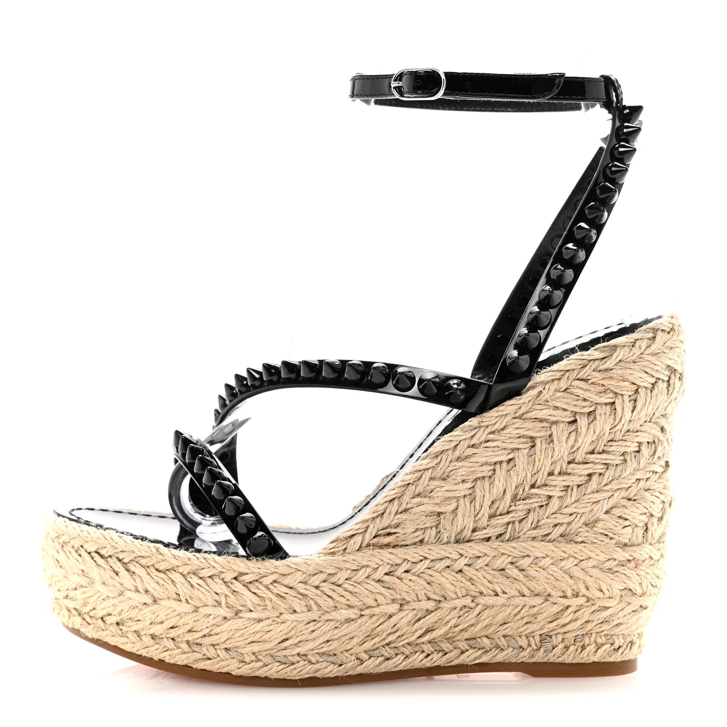 Patent Mafaldina 120 Wedge Sandals 37 Black