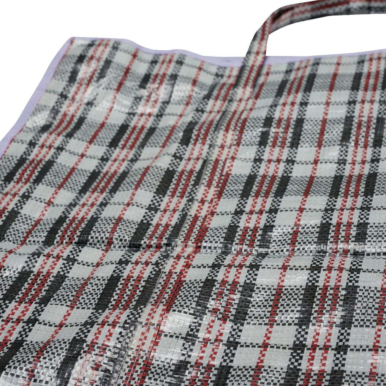 Sac de course quadrillage rouge noir blanc 68x15xH68cm