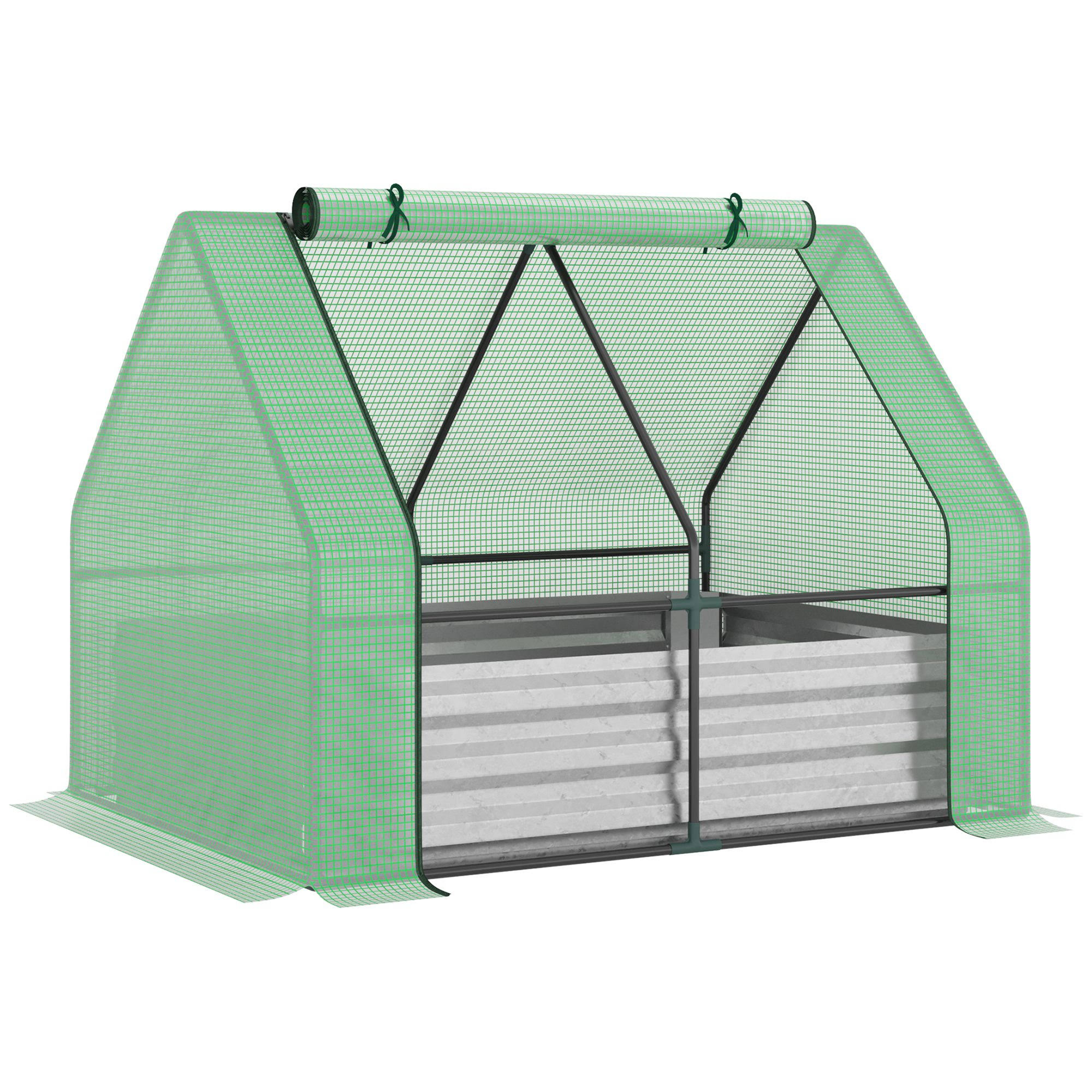 Outsunny Raised Garden Bed with Greenhouse, Steel Outdoor Planter