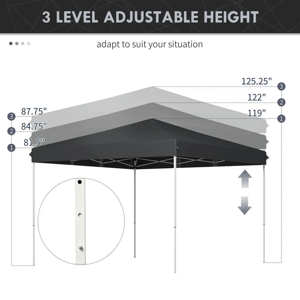 GVN Backyard Garden Canopy, Camping Canopy Screen Tent,13' x 13' Pop Up Canopy Tent with Height Adjustable, Carry Bag, Gray