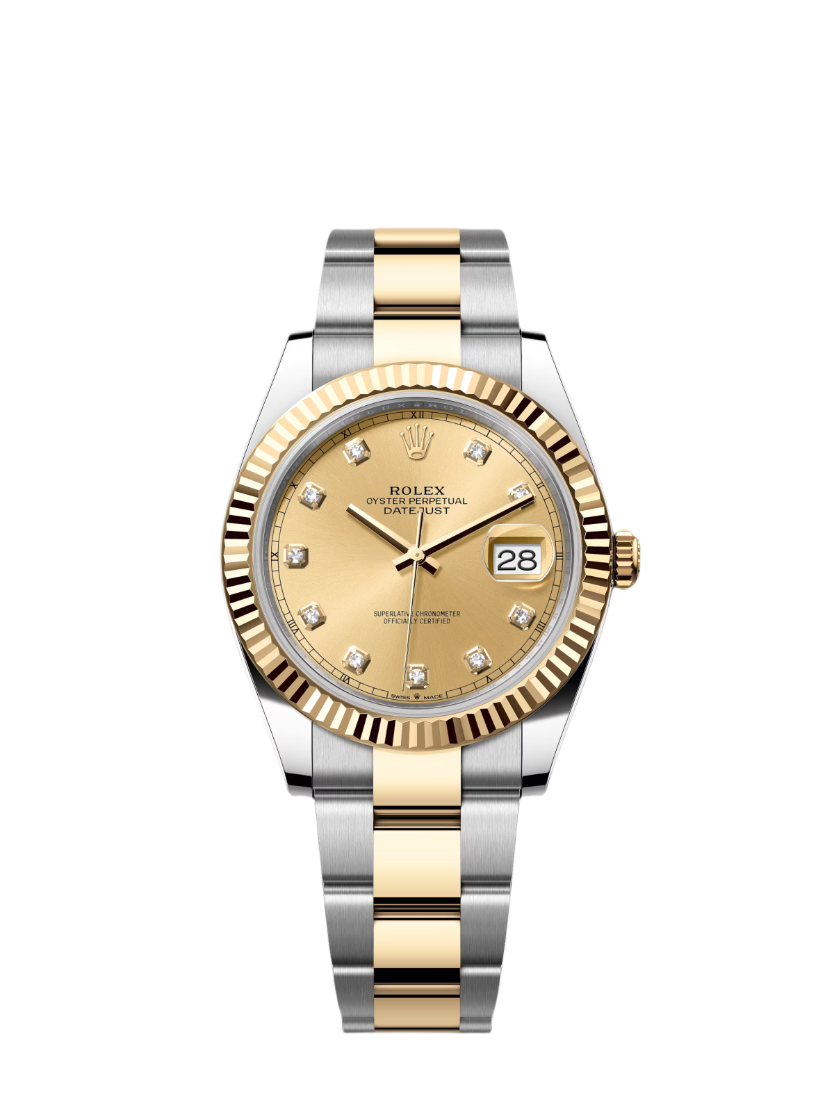 [Super Clone]RLX  Datejust 41mm Two-Tone Yellow Gold Fluted Bezel Champagne Diamond Dial Oyster - 126333
