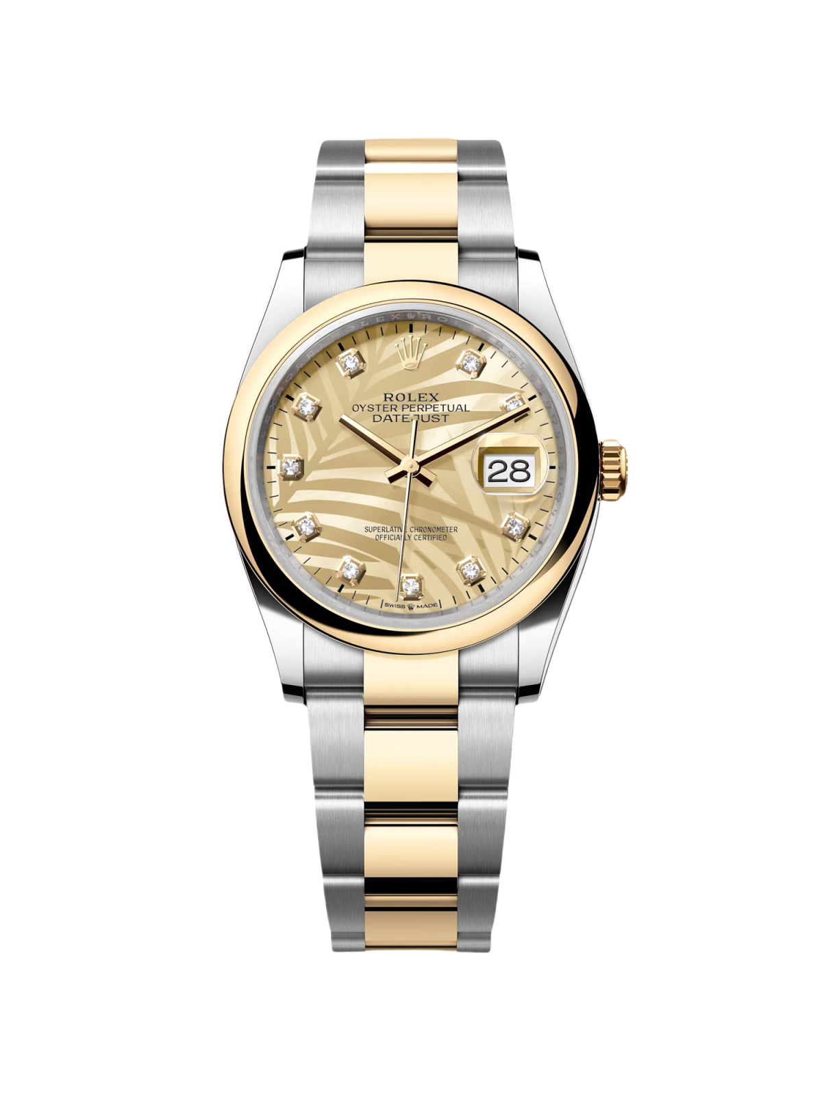【Super Clone】RLX  Datejust 36mm 126203 Golden Palm Dial Domed Bezel Oyster Bracelet