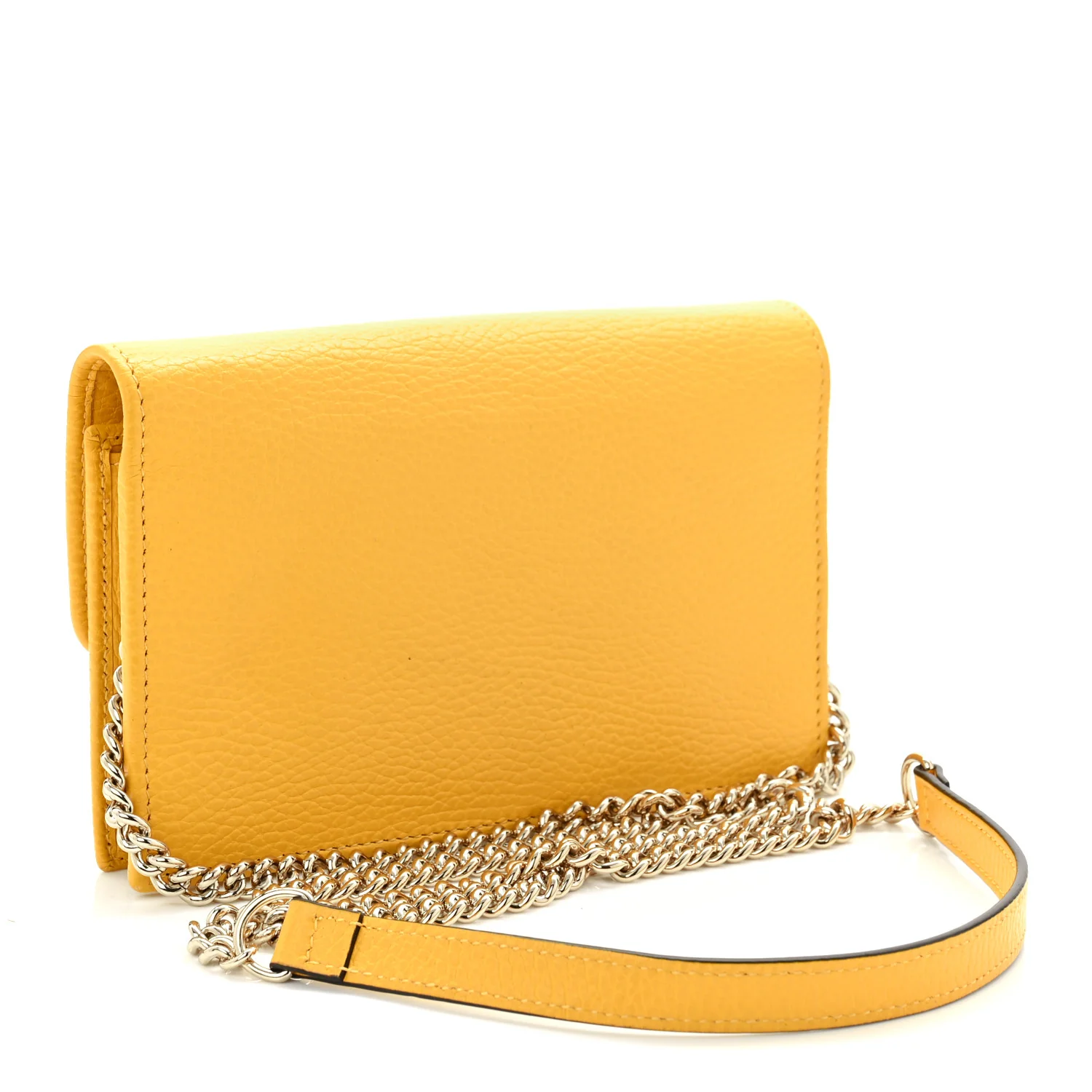 Dollar Calfskin Interlocking G Chain Wallet New Buttercup