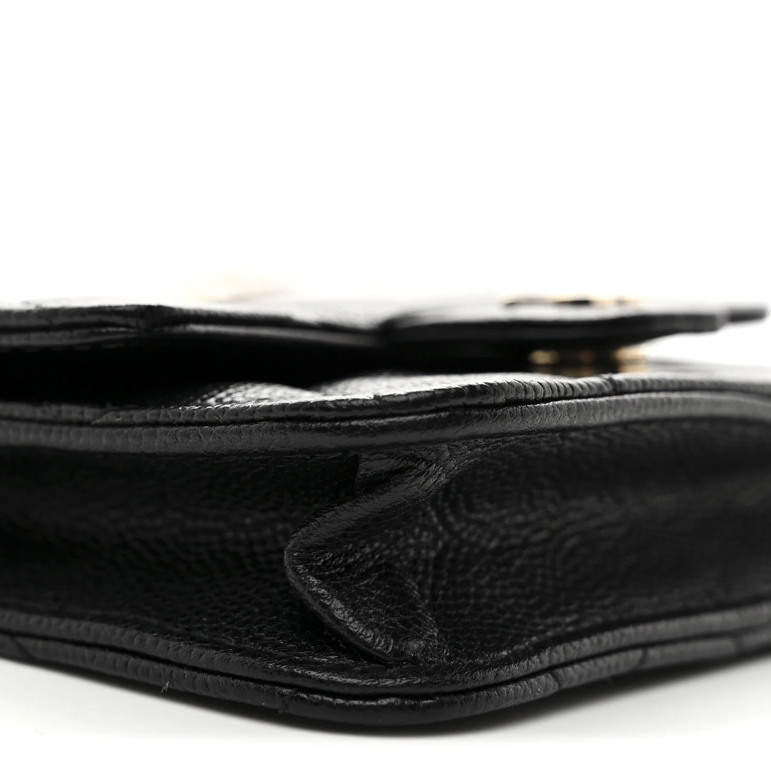 Caviar Quilted Mini Clutch With Chain Black