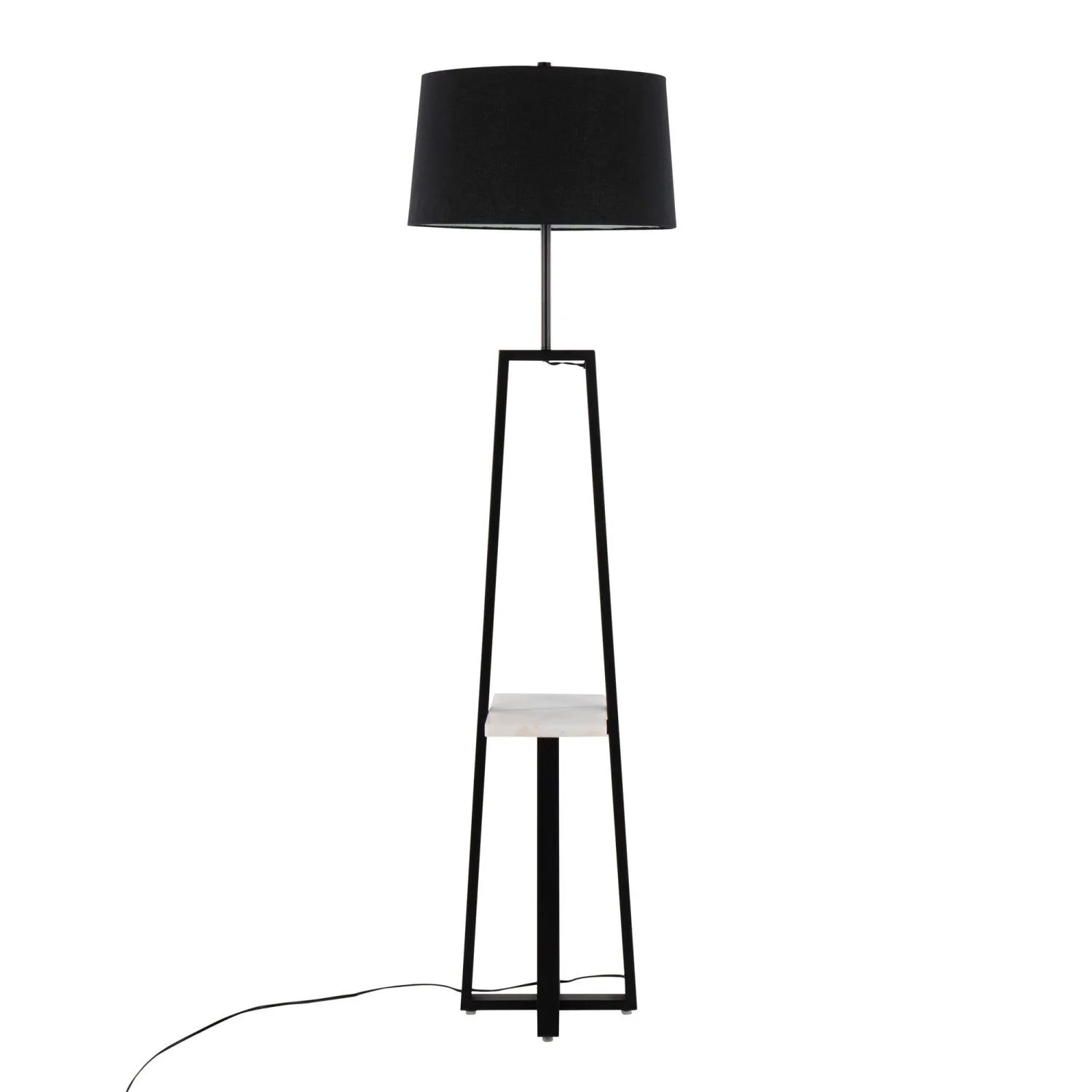 White Marble, Black Metal, Black Linen Cosmo Shelf Floor Lamp(19 x 19 x 68) - Image 6