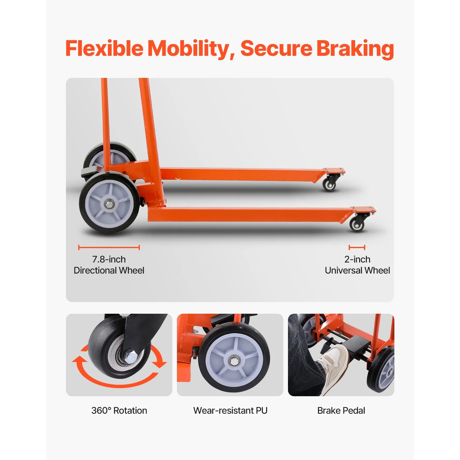 KFFKFF Manual Lift Stacker, Pallet Dolly with 330 lb Load Limit, Maximum Elevation of 42.9in, Winch Stacker, Versatile Pallet Truck Stacker Equipped with Rotating Wheels and Lifting Plate
