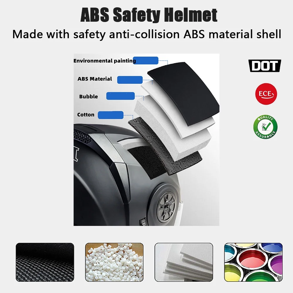 Motorbike Helmets Bluetooth Flip up Modular High Strength Shell Motorcycle Helmet, DOT Approved Motor Bike Cascos Para Motos Para Hombre Full Face Helmet with Dual - Speaker Headset