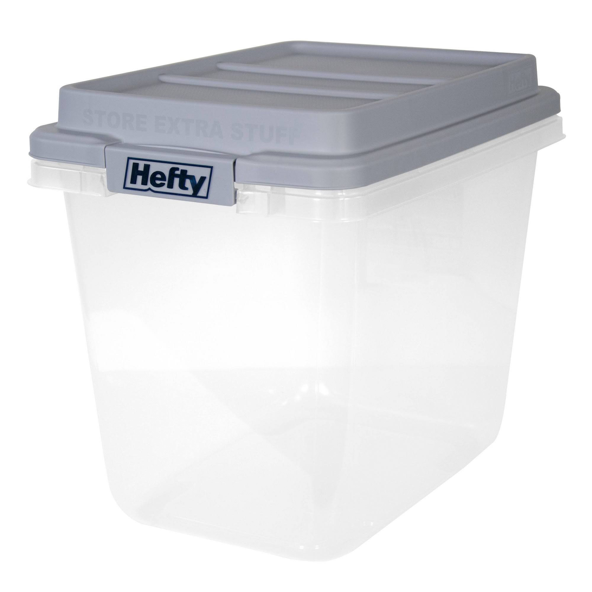 Hefty 32qt Slim Clear Plastic Storage Bin with Gray Hi-Rise Stackable Lid