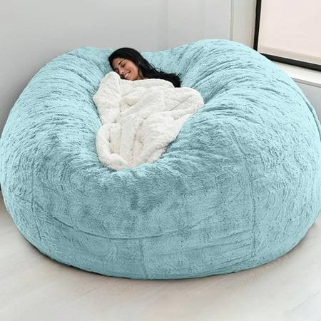 Tomfoto Home Sponge Bed Bean Bag Chair Cover Slipcover Double Bedroom Balcony Large Couch Round Soft Fluffy Cover No Fillings Only Cover, Size: 1500,