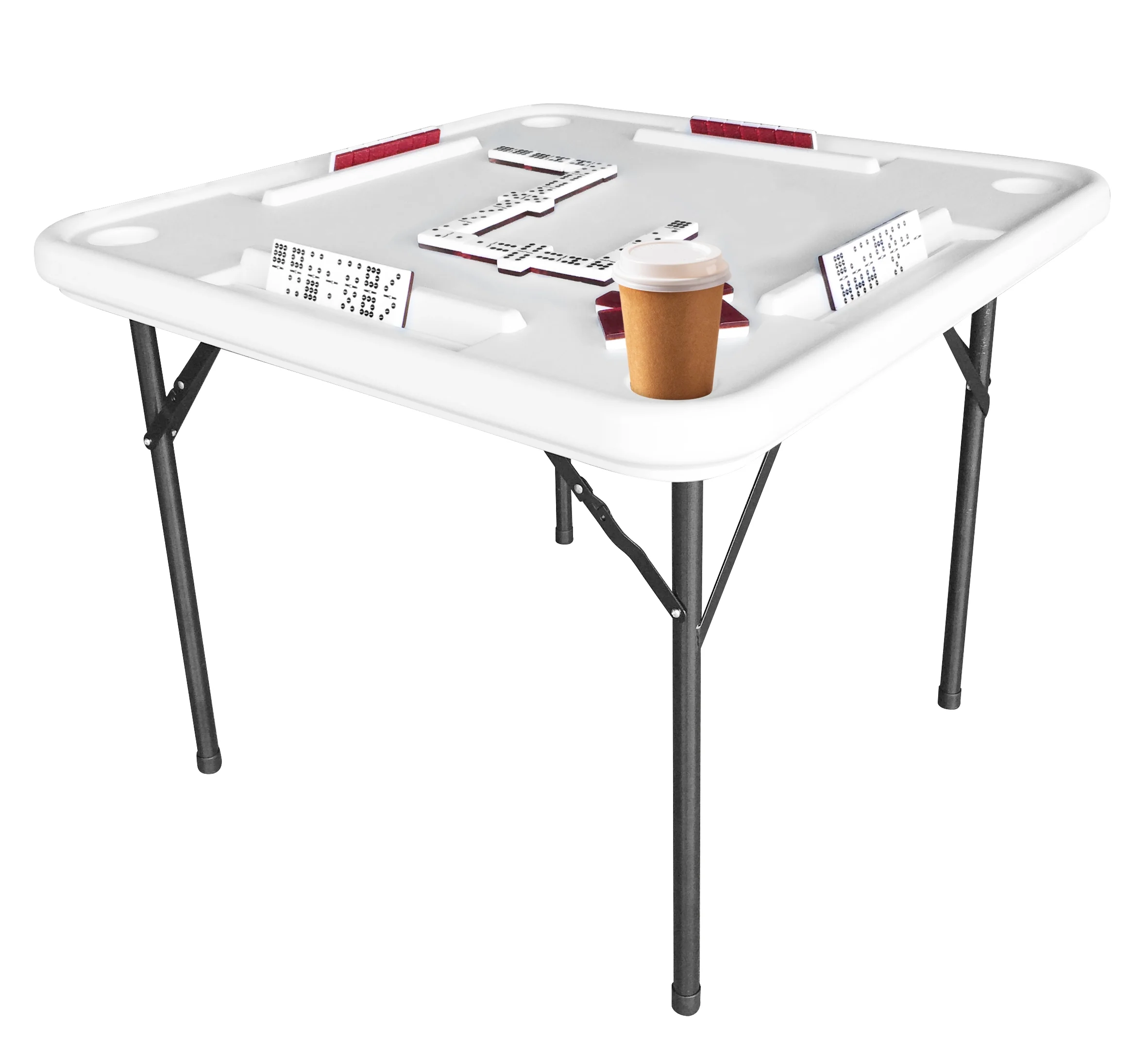 Bene Casa Foldable Domino Table with Built - in Drink Holders, 38