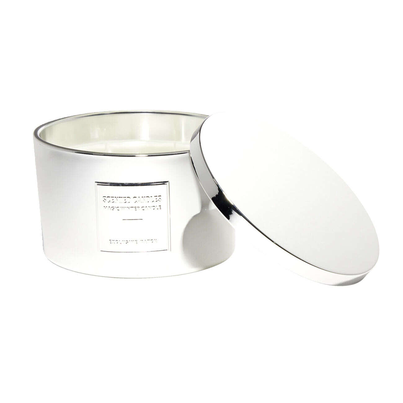 Bougie avec couvercle pot métallisé gris senteur fleur d'oranger 30H