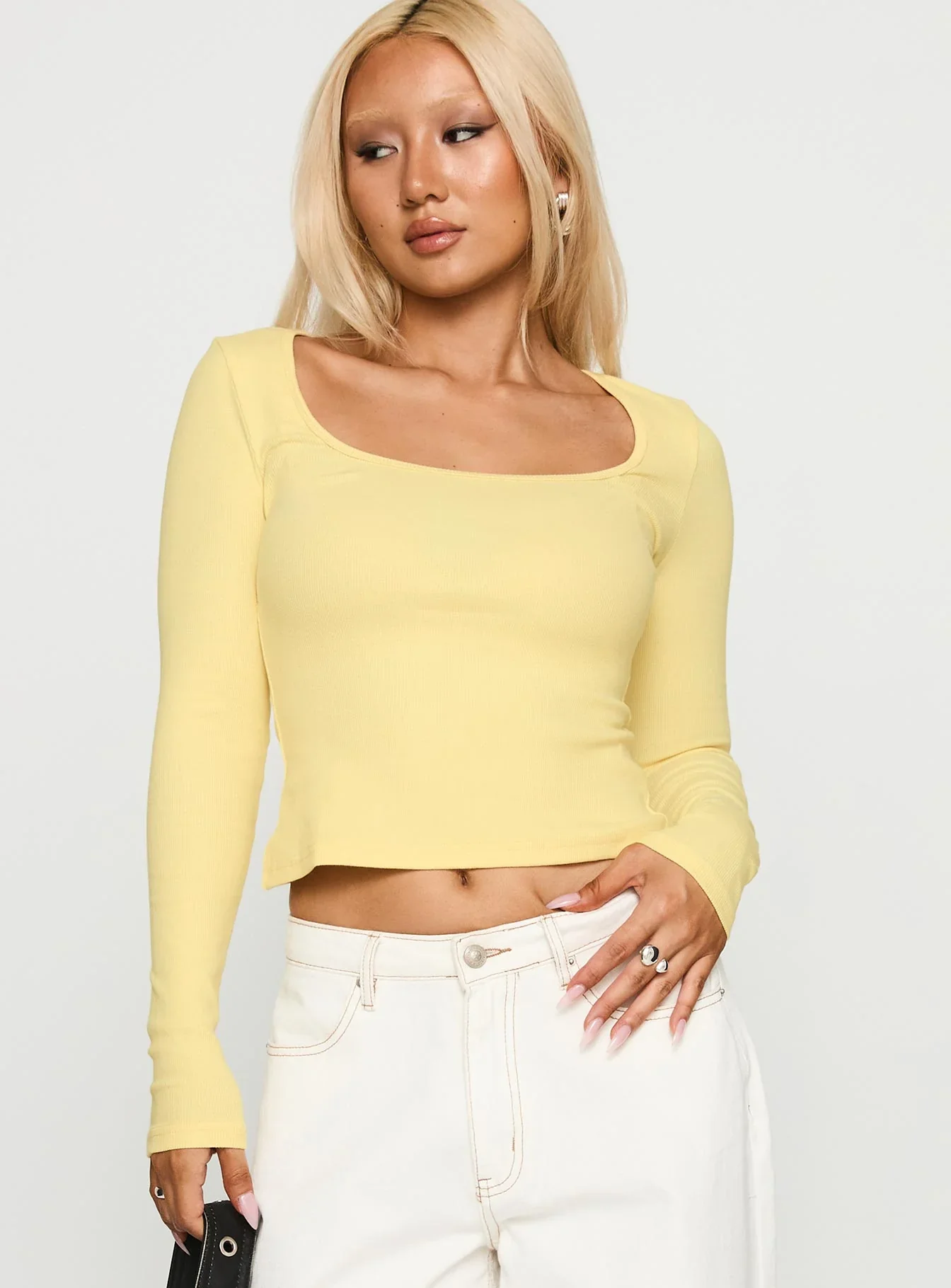 Baseline Rib Long Sleeve Top Yellow