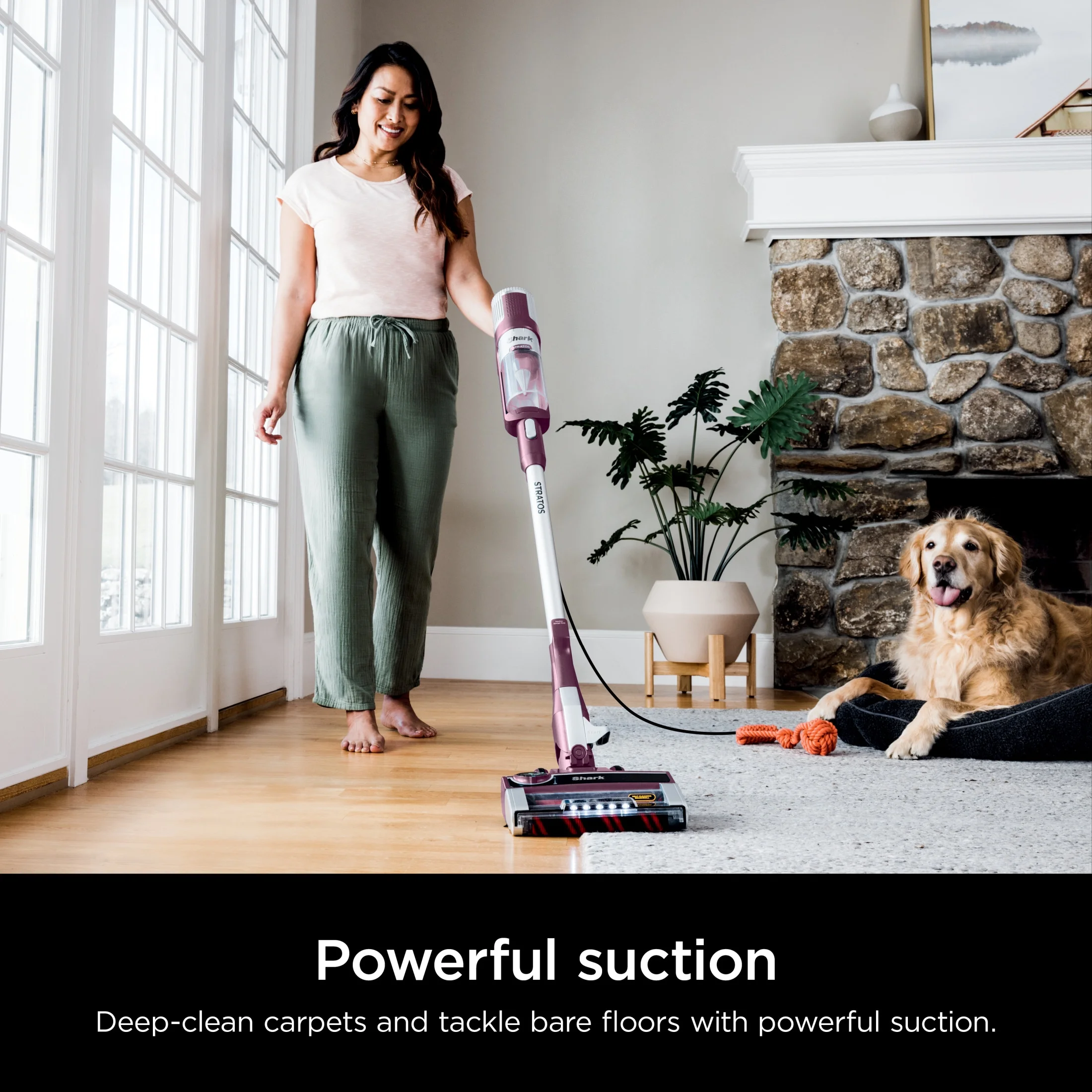 Shark Stratos? Ultralight Corded Stick Vacuum with Duoclean? Powerfins? Hairpro?, Self - Cleaning Brushroll, and Odor Neutralizer Technology, HZ3000