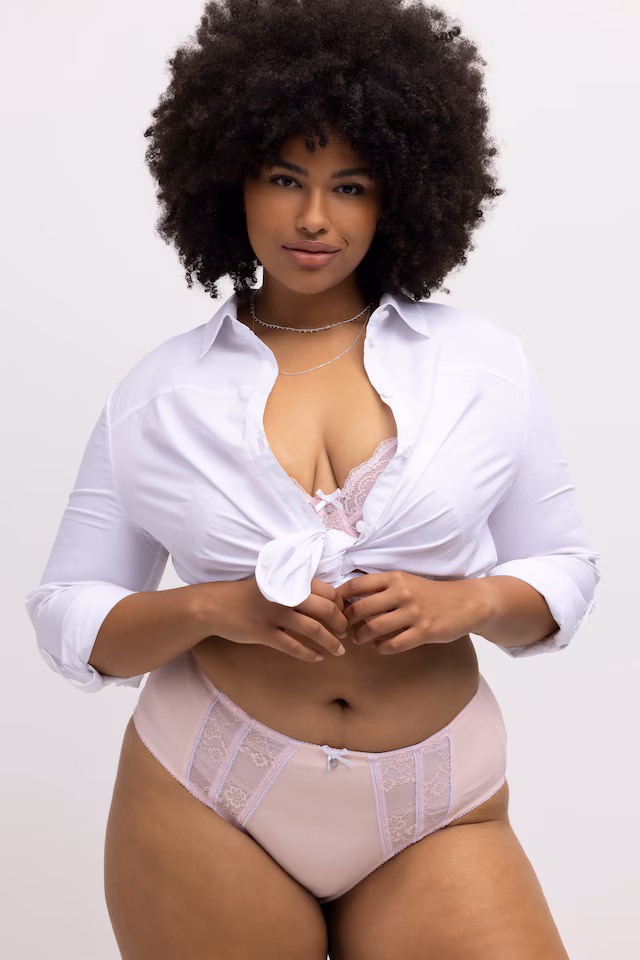Lace Trim Seam Detail Stretch Microfiber Panty