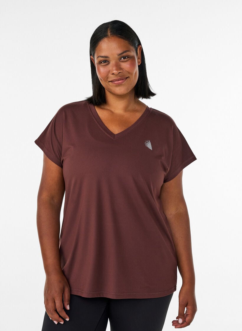 Zizzi Loose training t-shirt with v-neck