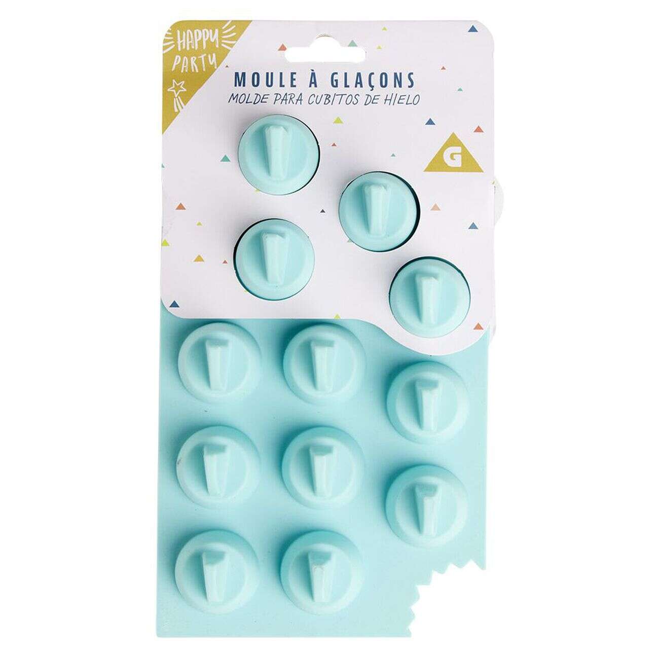 Moule à glaçon forme aileron requin - 100% silicone bleu 20x12xH3,3cm