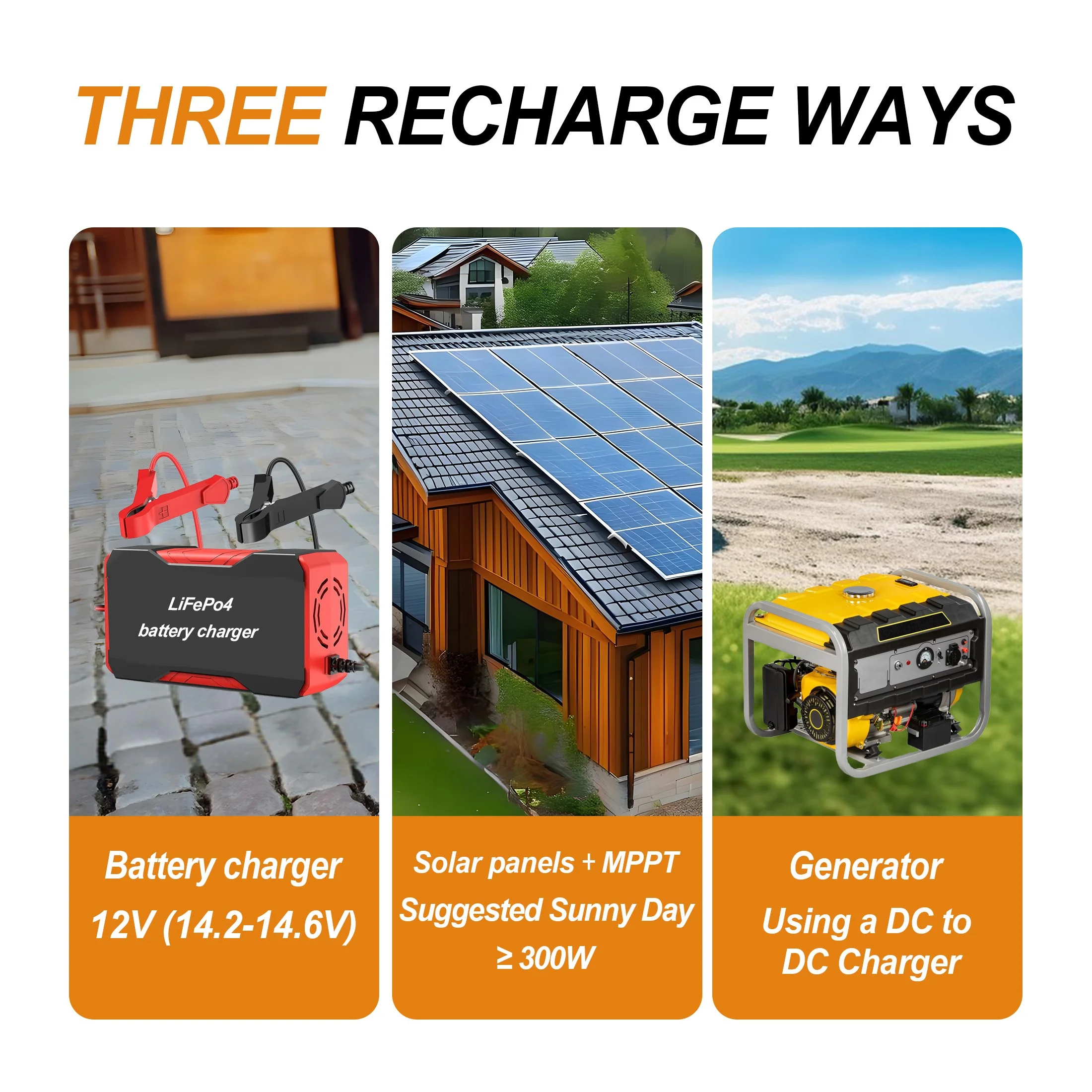 48V Golf Cart Battery,4 Pack 12V 100Ah Lithium Ion Deep Cycle Group 24 Battery with 100A BMS - Image 5