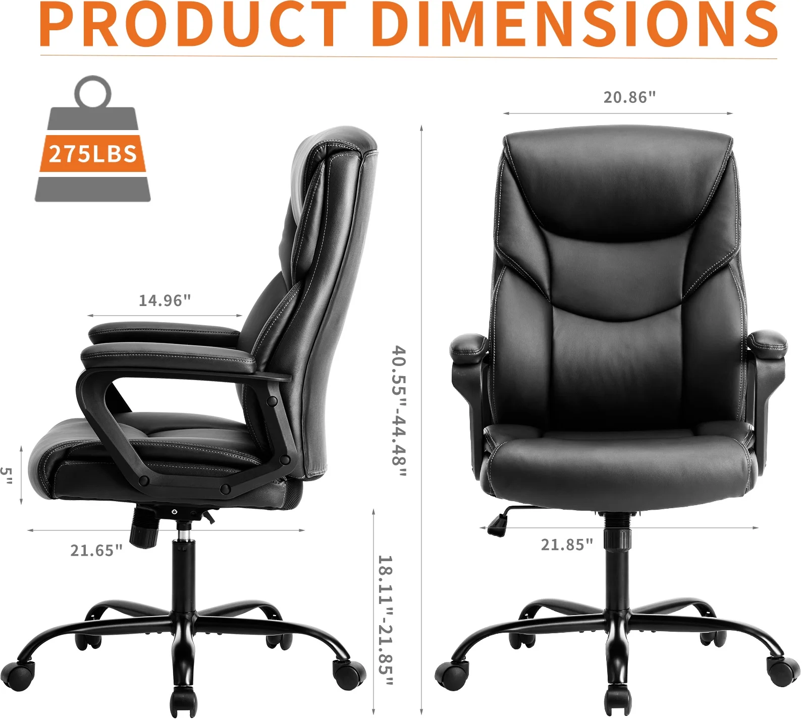 EverPick PU Leather Office Chair with Adjustable Flip-up Armrest,Adjustable Seat Height and Lumbar Support, Strong Metal Base - Cream(Flip-up Armrest/Cream)