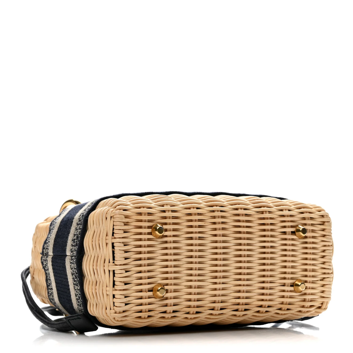 Wicker Oblique Mini Lady Dior Bag Blue