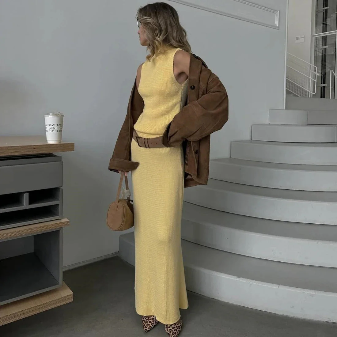 Sophie Paris | Robe longue sans manches en maille douce