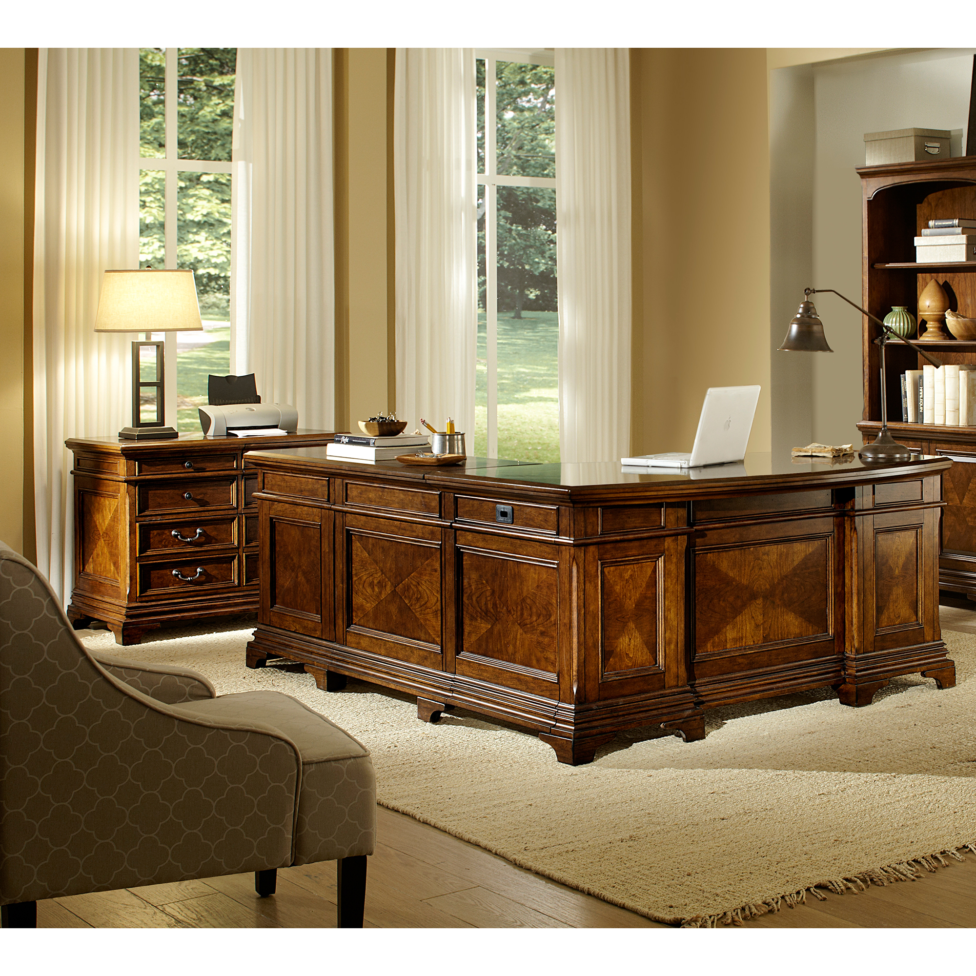 Lewis 66' Desk with Return, Lateral File & 2pc Bookcase