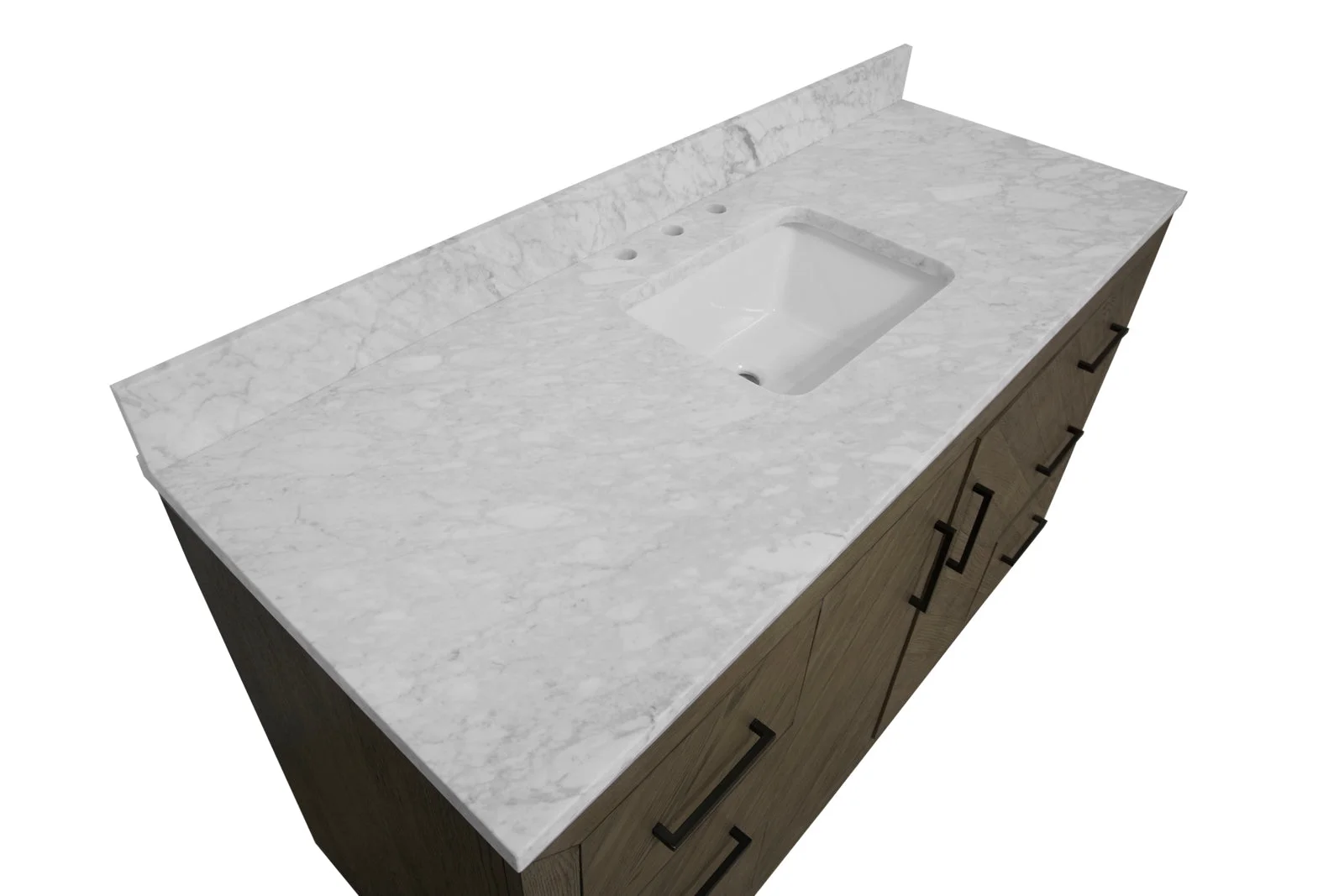 Peyton 60" Single Bathroom Vanity with Gray Oak Cabinet and Carrara Marble Top(Gray Oak)
