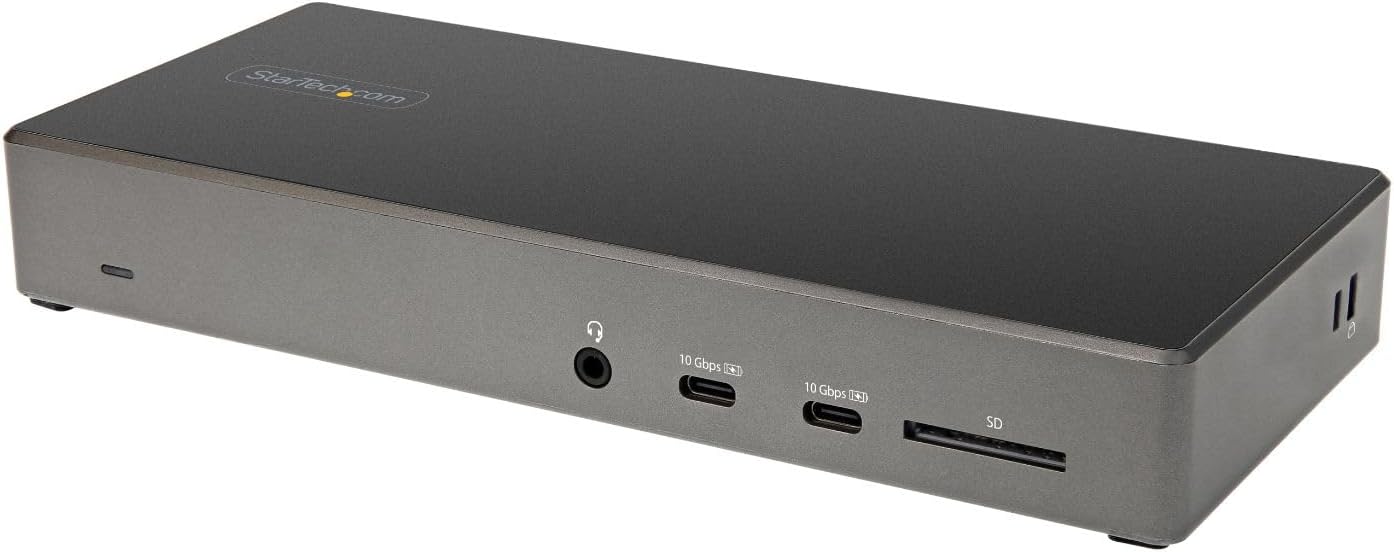 StarTech.com USB C Triple 4K Monitor Docking Station - 100W Power Delivery - DP 1.4 Alt Mode & DSC  2 DisplayPort/HDMI 2.0-6 USB (2 at 10Gbps)  SD - Windows/Chrome (DK31C2DHSPD) - Black & Space Gray