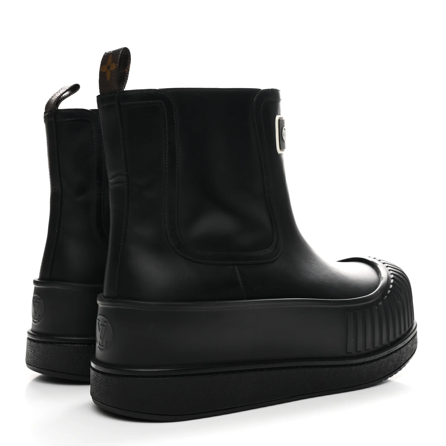 Calfskin Polar Flat Ankle Boots 41 Black