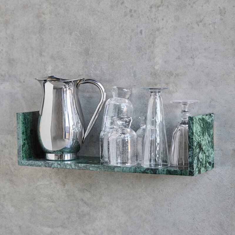 Marr hylle i marmor 50x14x14 cm grønn