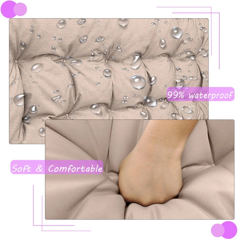 Swing Cushions 3 Seater Replacement, Waterproof Porch Swing Cushions, Thicken 5 Bench Cushions for Outdoor Furniture With Backrest , Patio Garden Loveseat Sofa Pads