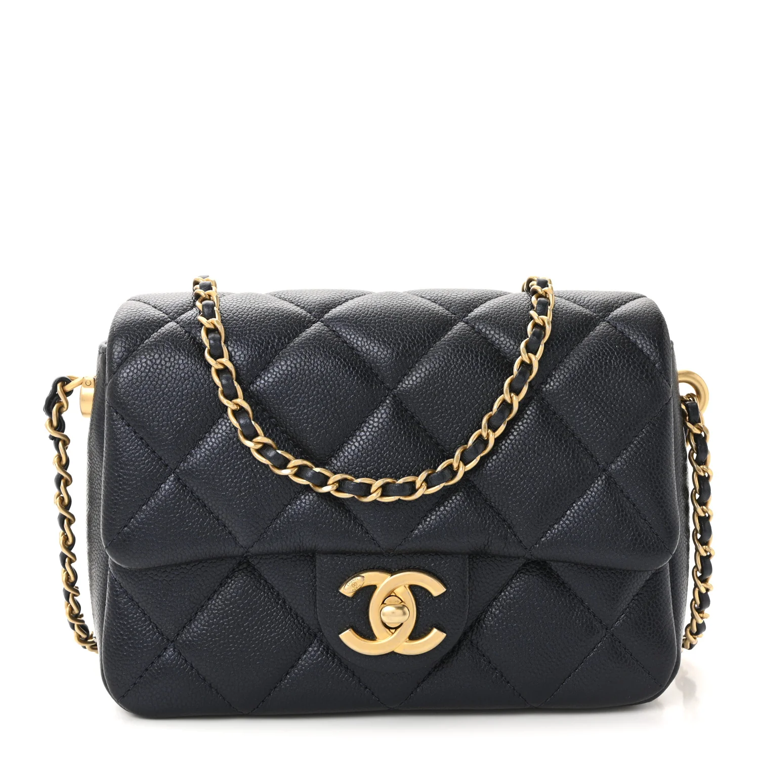 Iridescent Caviar Quilted Mini My Perfect Flap Black