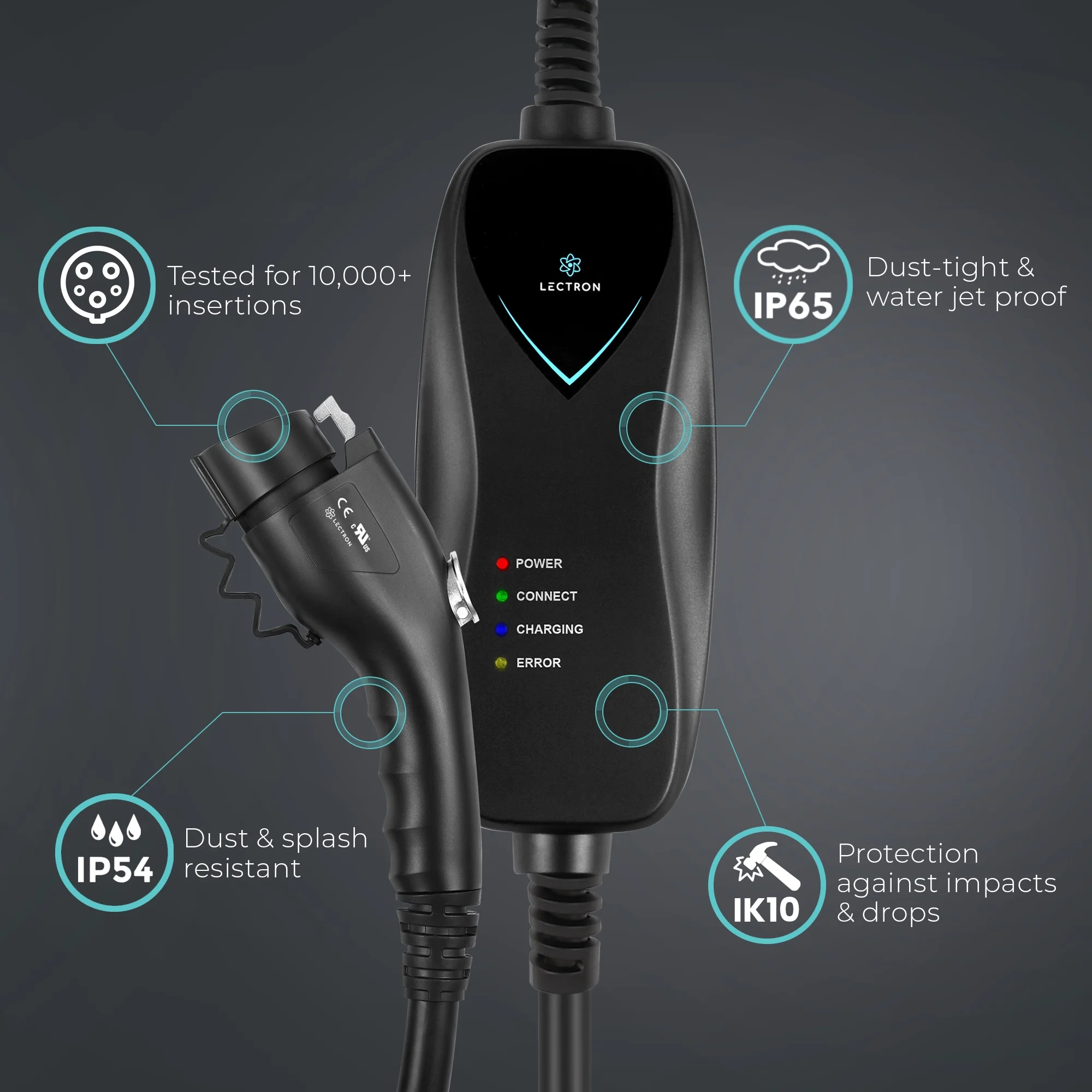Level 1 J1772 Charger (WiFi Version) 110V, 15 Amp, NEMA 5-15 Plug, 16 ft Extension Cord Portable Electric Car Charger for J1772 EVs - Image 8