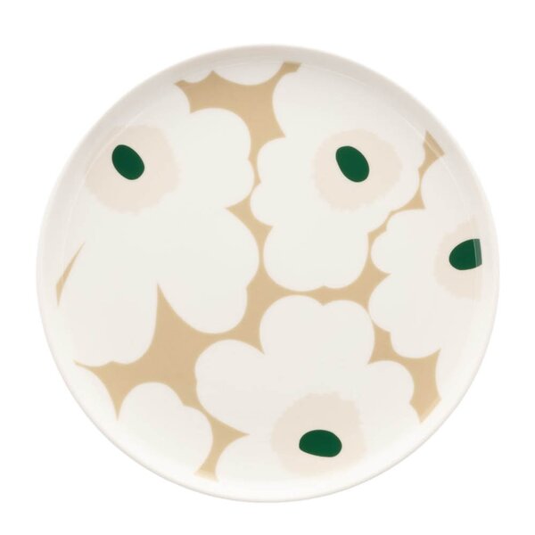 Oiva Unikko tallerken 20 cm hvit/beige/grønn