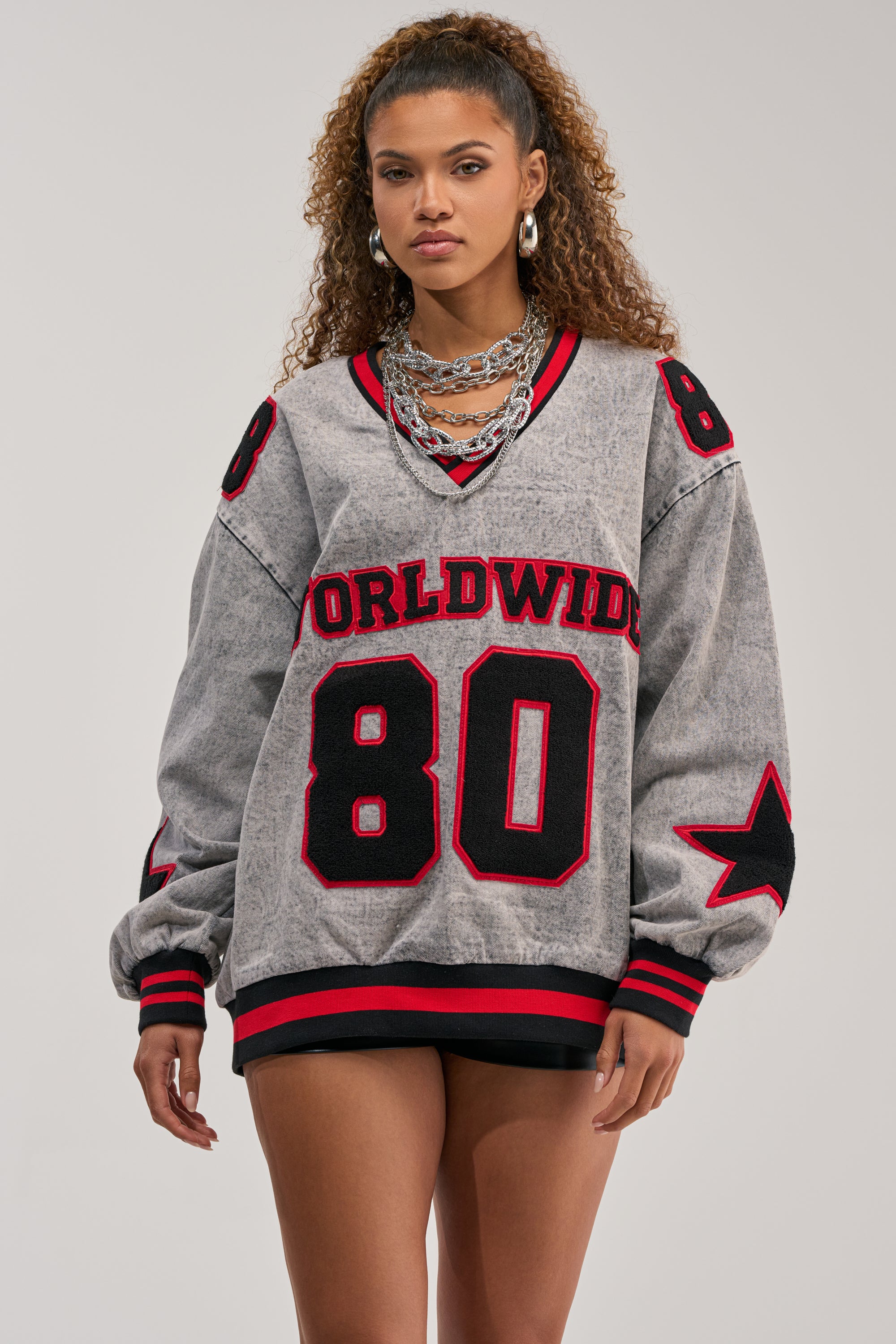 IN MY OWN WORLD DENIM SWEATSHIRT - Akira Store