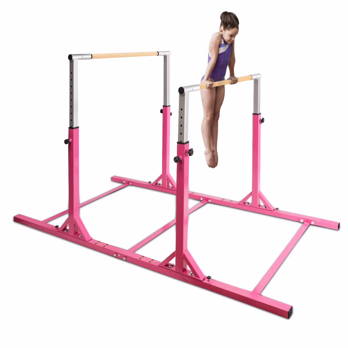 Kids Gymnastics Parallel Bars Double Horizontal Bars Adjustable Width Height
