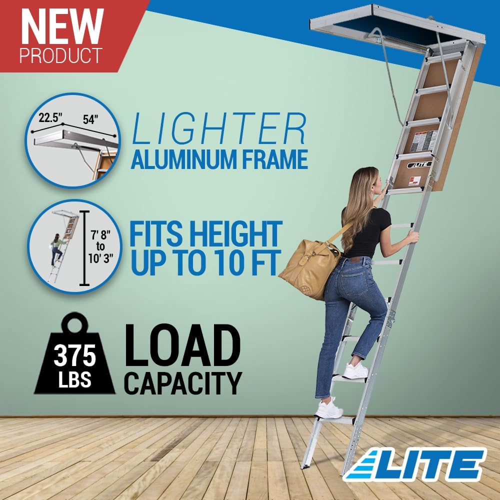 Échelle de grenier en aluminium LITE de 3 m (10 pi), capacité de 170 kg (375 lb), type IAA